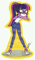 Size: 3871x6734 | Tagged: safe, artist:metaldudepl666, derpibooru import, sci-twi, twilight sparkle, equestria girls, absurd resolution, alternate costumes, clothes, fetish, shoes, sleeveless, smiling, sneakers, sneakers fetish, solo, tanktop