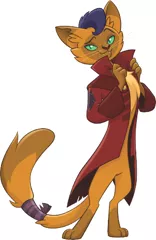 Size: 308x474 | Tagged: abyssinian, anthro, capper dapperpaws, cat, clothes, coat, derpibooru import, digitigrade anthro, looking at you, my little pony: the movie, official, safe, simple background, solo, stupid sexy capper, white background