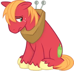 Size: 4000x3843 | Tagged: safe, artist:slb94, derpibooru import, big macintosh, earth pony, pony, hard to say anything, cute, looking away, macabetes, male, sad, simple background, sitting, solo, stallion, transparent background, vector, yoke