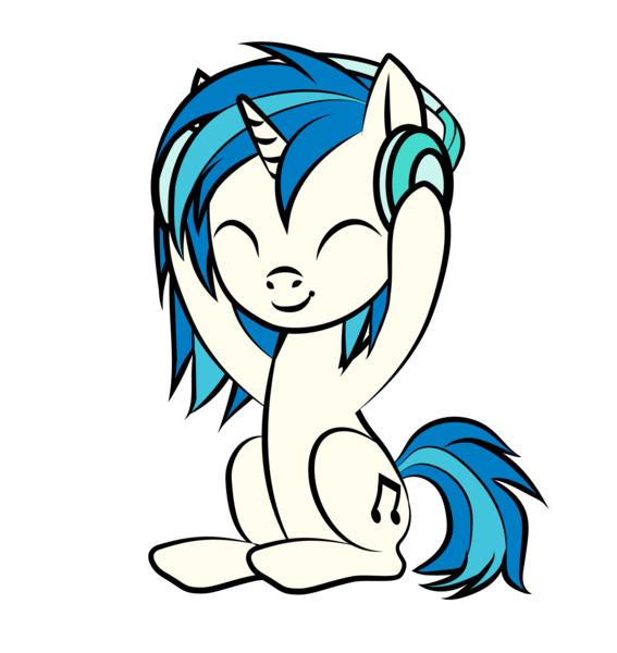 Size: 2250x2382 | Tagged: safe, artist:kovoranu, derpibooru import, vinyl scratch, pony, unicorn, cute, eyes closed, female, filly, happy, headphones, simple background, sitting, smiling, solo, transparent background