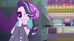 Size: 1600x900 | Tagged: semi-grimdark, derpibooru import, edit, edited screencap, screencap, starlight glimmer, equestria girls, mirror magic, spoiler:eqg specials, abuse, abuse edit, black eye, downvote bait, edgy, eqg abuse edits, female, glimmerbuse, sad, scared, scaredy glimmer