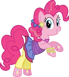 Size: 841x949 | Tagged: safe, artist:meganlovesangrybirds, derpibooru import, pinkie pie, earth pony, pony, friendship through the ages, 2000s, bipedal, clothes, dress, equestria girls outfit, female, hooves in air, looking at you, mare, new wave pinkie, smiling, solo