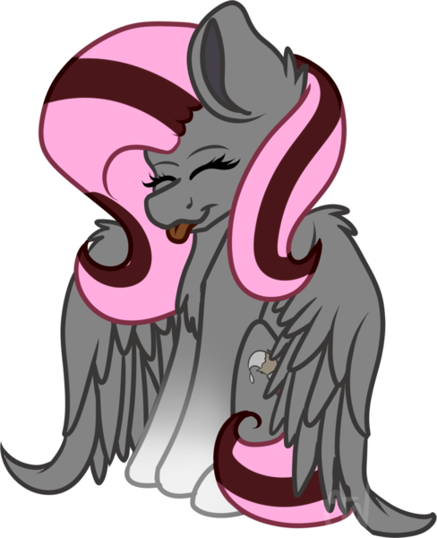 Size: 1024x1258 | Tagged: safe, artist:fizzy2014, derpibooru import, oc, oc:heidi, unofficial characters only, pegasus, pony, eyes closed, female, mare, simple background, sitting, solo, tongue out, transparent background