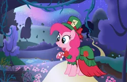 Size: 5096x3272 | Tagged: safe, artist:diamondwolf2990, derpibooru import, pinkie pie, pony, absurd resolution, alice in wonderland, base used, clothes, crossover, dress, hat, high res, mad hatter, solo, top hat