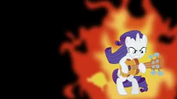 Size: 3840x2160 | Tagged: artist:phucknuckl, derpibooru import, fire, guitar, guitarity, honest apple, rarity, safe, simple background, solo, vector, wallpaper, wallpaper edit