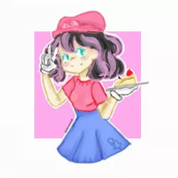 Size: 2048x2048 | Tagged: safe, artist:mariopiequevedod, derpibooru import, oc, oc:pinkiria pie, equestria girls, cake, crossover, female, food, parents:mariopie, pasta, spaghetti, super mario bros.