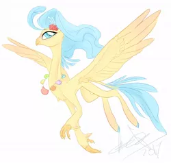 Size: 1050x1000 | Tagged: artist:creeate97, classical hippogriff, colored hooves, derpibooru import, flying, hippogriff, my little pony: the movie, princess skystar, safe, seashell necklace, signature, simple background, solo, white background