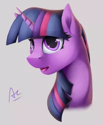 Size: 1600x1920 | Tagged: safe, artist:ac-whiteraven, derpibooru import, twilight sparkle, pony, bust, portrait, signature, simple background, solo