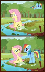 Size: 5500x8700 | Tagged: safe, artist:dashiesparkle, artist:itv-canterlot, artist:mundschenk85, derpibooru import, fluttershy, rainbow dash, pony, absurd resolution, comforting, crying, friendship, river, sad