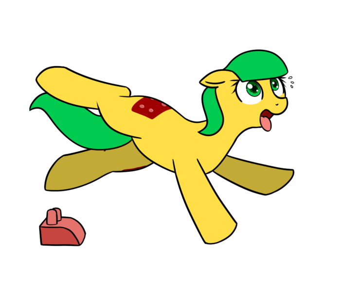 Size: 1006x859 | Tagged: safe, artist:neuro, derpibooru import, oc, oc:blocky bits, unofficial characters only, earth pony, pony, falling, female, floppy ears, mare, simple background, solo, tongue out, transparent background, tripping