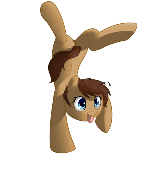 Size: 1168x1212 | Tagged: safe, artist:neuro, derpibooru import, oc, oc:roachpony, unofficial characters only, pony, antennae, backbend, female, flexible, handstand, happy, mare, silly, simple background, solo, tongue out, transparent background, upside down