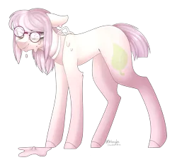 Size: 1660x1493 | Tagged: safe, artist:ohhoneybee, derpibooru import, oc, oc:tea leaf, unofficial characters only, earth pony, pony, female, glasses, mare, melting, simple background, solo, transparent background