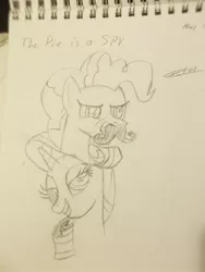 Size: 1024x1365 | Tagged: safe, artist:castlemaid, derpibooru import, pinkie pie, rarity, pony, fake moustache, not a meme, sketch, team fortress 2, traditional art, trying too hard