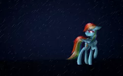 Size: 2526x1563 | Tagged: safe, artist:fellabyss, derpibooru import, rainbow dash, pegasus, pony, female, mare, rain, solo