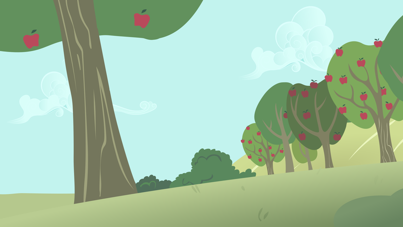 Size: 1920x1080 | Tagged: safe, artist:byteslice, derpibooru import, apple tree, background, mostly sunny, no pony, orchard, scenery, solo, svg, .svg available, tree, vector