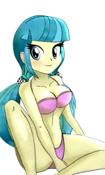 Size: 617x1024 | Tagged: suggestive, artist:root, artist:the-butch-x, derpibooru import, edit, juniper montage, equestria girls, movie magic, spoiler:eqg specials, belly button, bikini, busty juniper montage, clothes, cute, female, looking at you, pigtails, reference, sexy, solo, solo female, swimsuit