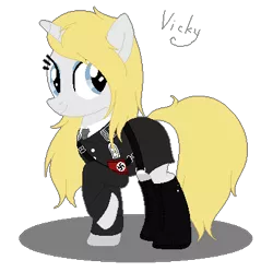 Size: 398x397 | Tagged: artist needed, safe, derpibooru import, oc, oc:vicky turner, unofficial characters only, pony, unicorn, armband, aryan pony, boots, clothes, nazi, nazi armband, schutzstaffel, shoes, smiling, swastika, uniform