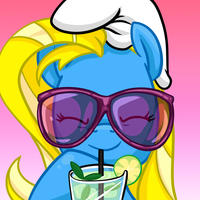 Size: 200x200 | Tagged: safe, derpibooru import, oc, oc:twinkiepie, unofficial characters only, pony, drink, eyes closed, hat, lime, solo, straw, sunglasses