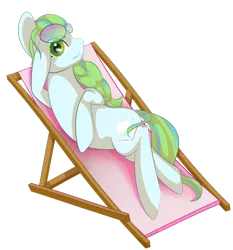 Size: 800x859 | Tagged: safe, artist:hirundoarvensis, derpibooru import, oc, oc:ciepla zima, unofficial characters only, earth pony, pony, female, mare, recliner, simple background, solo, sunbathing, sunglasses, transparent background