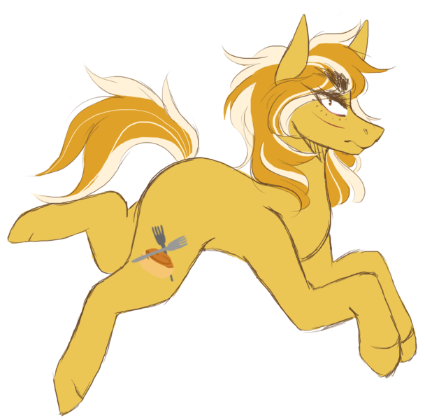 Size: 1453x1435 | Tagged: safe, artist:penkiepuu, derpibooru import, oc, oc:brittle biscuit, unofficial characters only, pony, angry, colored sketch, contest prize, looking at you, raised leg, scar, simple background, solo, transparent background