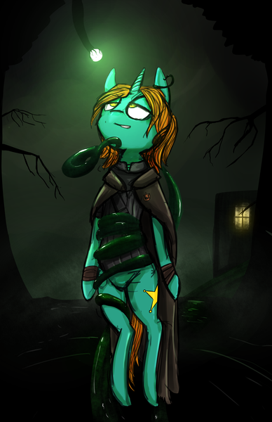 Size: 2905x4491 | Tagged: semi-grimdark, artist:tenenbris, derpibooru import, oc, oc:dust runner, unofficial characters only, pony, unicorn, female, mare, mind control, swamp, tentacle porn, tentacles, tentacles on female, this will end in death