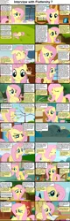 Size: 1282x4018 | Tagged: safe, derpibooru import, fluttershy, bird, pegasus, pony, comic:celestia's servant interview, caption, comic, cs captions, cute, female, implied spanking, interview, mare, shrub