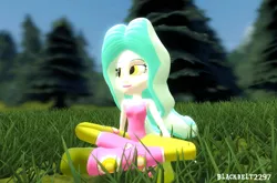 Size: 1356x897 | Tagged: safe, artist:blackbelt2297, derpibooru import, paisley, equestria girls, 3d, gmod, grass, sitting, solo