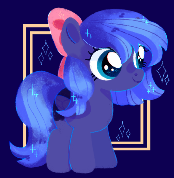 Size: 1555x1590 | Tagged: safe, artist:kotoink, derpibooru import, princess luna, pony, bow, female, filly, hair bow, solo, woona, younger