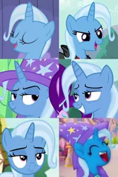 Size: 600x900 | Tagged: safe, derpibooru import, screencap, starlight glimmer, trixie, pony, unicorn, all bottled up, boast busters, magic duel, my little pony: the movie, no second prances, to where and back again, collage, comparison, cropped, female, mare
