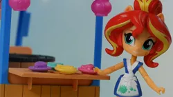 Size: 1280x720 | Tagged: safe, derpibooru import, sunset shimmer, equestria girls, doll, equestria girls minis, eqventures of the minis, food, food truck, japanese, merchandise, solo, sunset sushi, toy, truck