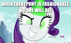 Size: 530x318 | Tagged: safe, derpibooru import, rarity, pony, image macro, inspirarity, meme, movie reference, possessed, syndrome, the incredibles