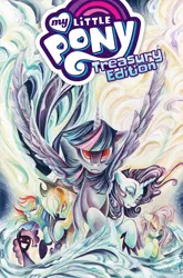 Size: 1054x1600 | Tagged: safe, artist:sararichard, derpibooru import, idw, applejack, fluttershy, pinkie pie, rainbow dash, rarity, twilight sparkle, twilight sparkle (alicorn), alicorn, pony, ponies of dark water, spoiler:comic, cover, mane six