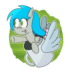 Size: 1000x1000 | Tagged: safe, artist:b-cacto, derpibooru import, oc, oc:darcy sinclair, unofficial characters only, pony, :p, coffee mug, flying mug, mug, random, solo, tongue out, wat