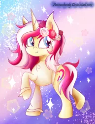 Size: 1024x1325 | Tagged: safe, artist:animechristy, derpibooru import, oc, oc:pastel script, unofficial characters only, pony, flower, solo