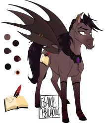 Size: 1228x1445 | Tagged: safe, artist:legally-psychotic, derpibooru import, oc, unofficial characters only, bat pony, pony, fishnets, male, reference sheet, simple background, solo, stallion, transparent background