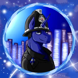 Size: 4000x4000 | Tagged: safe, artist:zintenka, derpibooru import, oc, unofficial characters only, pony, unicorn, absurd resolution, crosshatch, law enforcement, looking at you, monochrome, police, profile picture