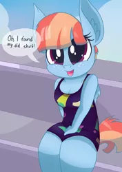 Size: 1700x2400 | Tagged: anthro, artist:dragonpone, clothes, cute, derpibooru import, dialogue, ear fluff, female, freckles, open mouth, safe, shirt, shoulder freckles, sitting, smiling, solo, windybetes, windy whistles