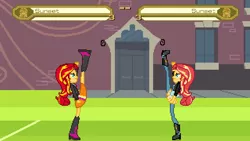 Size: 640x360 | Tagged: safe, artist:toonalexsora007, derpibooru import, sunset shimmer, equestria girls, axe kick, canterlot high, kick, mugen, soccer field