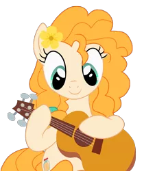 Size: 7555x8997 | Tagged: safe, artist:paganmuffin, derpibooru import, pear butter, earth pony, pony, the perfect pear, absurd resolution, acoustic guitar, cute, female, guitar, mare, pearabetes, simple background, solo, transparent background, vector