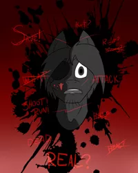 Size: 2000x2500 | Tagged: semi-grimdark, artist:facade, derpibooru import, oc, oc:cotton, unofficial characters only, pony, eyepatch, injured, male, solo