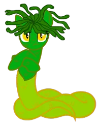 Size: 471x604 | Tagged: artist:kombatantchampion, derpibooru import, gorgon, lamia, oc, oc:naga, original species, safe, scales, simple background, slit eyes, snake eyes, snake pony, snake tail, solo, transparent background, unamused, unofficial characters only