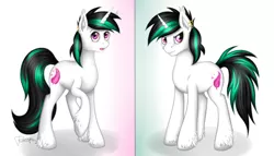 Size: 3500x2000 | Tagged: safe, artist:puggie, derpibooru import, oc, oc:sil feather, oc:silky feather, unofficial characters only, pony, unicorn, rule 63, simple background