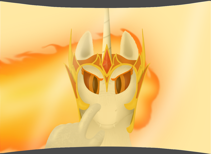 Size: 1245x906 | Tagged: safe, artist:totallynotanoob, derpibooru import, daybreaker, pony, a royal problem, angry, boop, offscreen character, pov