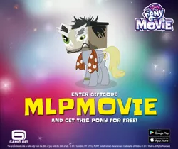 Size: 940x788 | Tagged: safe, derpibooru import, derpy hooves, doctor caballeron, pegasus, pony, my little pony: the movie, stranger than fan fiction, box, cardboard box, clothes, cosplay, costume, doctor cardboarderon, fake cutie mark, female, gameloft, gift code, giftcode, san diego comic con, scarf, solo