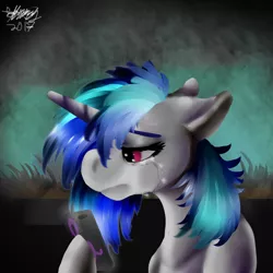 Size: 1200x1200 | Tagged: safe, artist:brainiac, derpibooru import, octavia melody, vinyl scratch, pony, unicorn, crying, female, floppy ears, lesbian, mare, mobile phone, phone, scratchtavia, shipping, solo, song reference, wasteland wailers