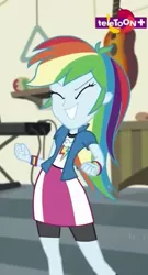 Size: 305x563 | Tagged: safe, derpibooru import, screencap, rainbow dash, dance magic, equestria girls, spoiler:eqg specials, cool, cropped, cute, dashabetes, eyes closed, female, hips, smiling, solo, teletoon