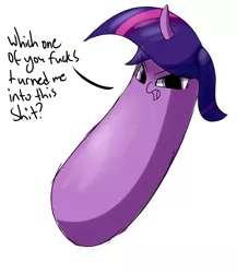 Size: 2600x3000 | Tagged: artist:a8f12, derpibooru import, eggplant, eggplant sparkle, food, meme, safe, species swap, twilight sparkle, vulgar, weird, wtf