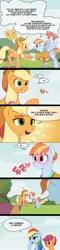 Size: 700x2932 | Tagged: safe, artist:conte0226, derpibooru import, applejack, rainbow dash, scootaloo, windy whistles, pony, blushing, comic, cute, dialogue, excited, hoofshake, korean, windybetes