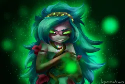 Size: 1500x1000 | Tagged: safe, artist:cyanimationsa, derpibooru import, gaea everfree, gloriosa daisy, equestria girls, legend of everfree, clothes, dress, green eyes, magical geodes, solo