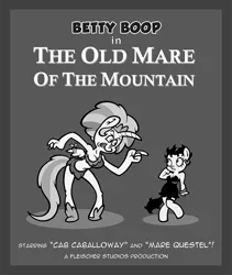 Size: 761x902 | Tagged: anthro, armpits, artist:toonbat, betty boop, betty hoof, breasts, derpibooru import, female, grayscale, mare, monochrome, old timey, princess celestia, princess molestia, suggestive, the old man of the mountain